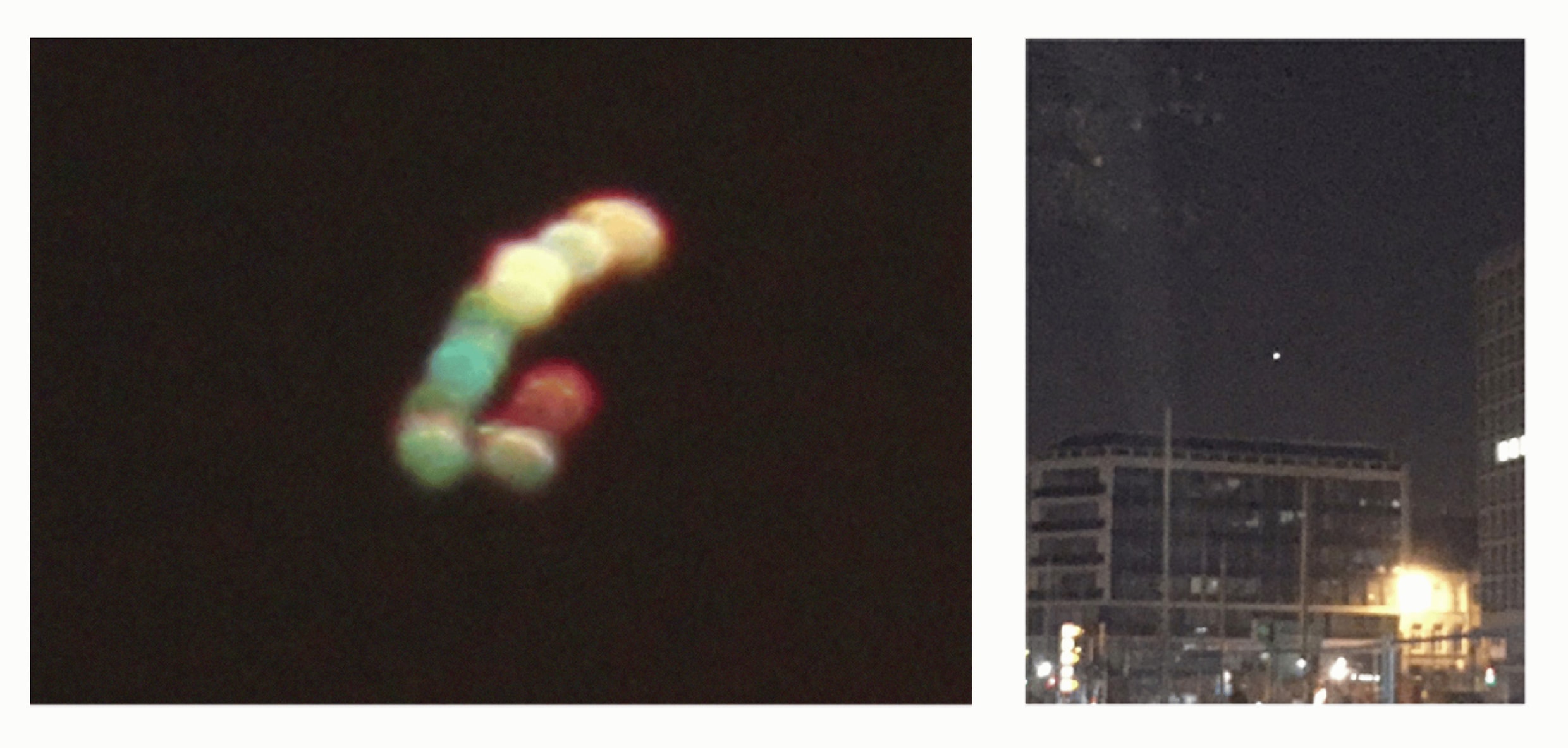 &lsquo;We leggen ufomelders dertig mogelijkheden voor van wat ze misschien hebben gezien. Was het geen &shy;meteoor, een speelgoedballon (foto links) of een ster (foto rechts)?&rsquo;